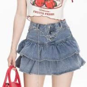 American Eagle Outfitters denim skirt, size 0, super high-rise, 25 waist regular